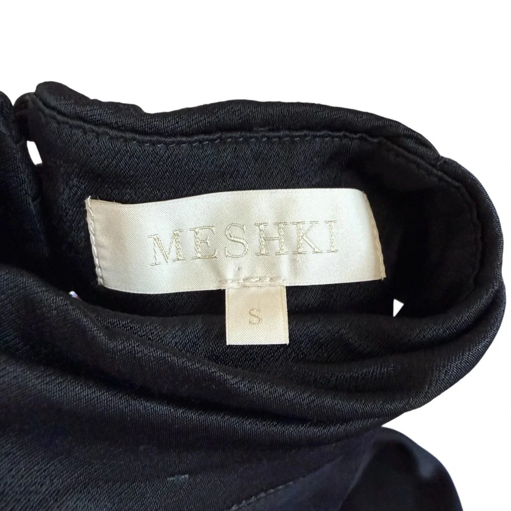 Satin Drape Back Maxi Dress with Split Black Small - Picture 13 of 15